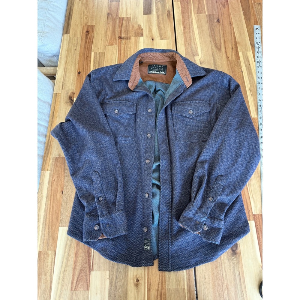 Jachs‎ New York Men's Knit Classic Flannel Button-Up Shirt Blue Medium